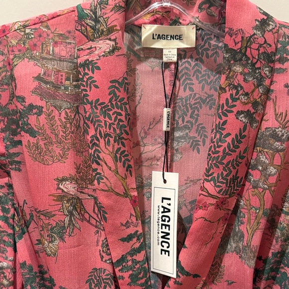 L\'AGENCE *NWT* Floral Pink and Black Wrap Mini Dress